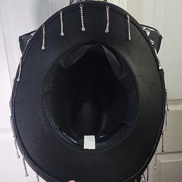 Akira Black Rhinestone Drip Cowgirl Hat O/S - Picture 5 of 8